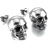 Retro Vintage Stainless Steel Skull Gothic Death Halloween Party Stud Earrings