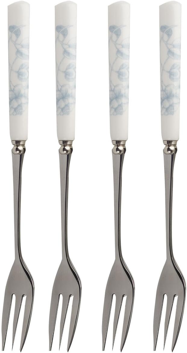 The English Table "Spring Fruits" 4-Piece Set of Stainless Steel Pastry Forks by Creative Tops, 16.5 cm (6½")