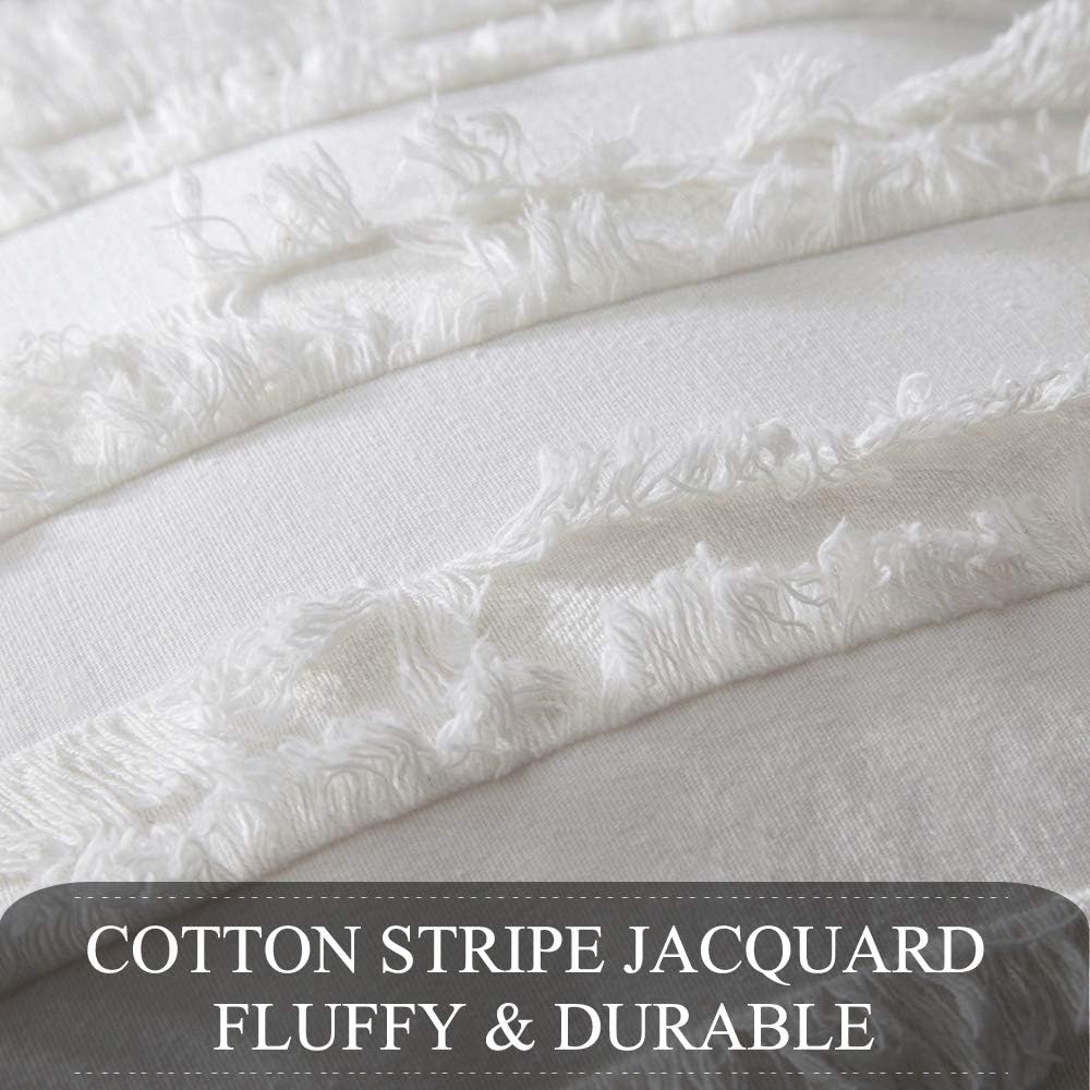 MIULEE Set of 2 Decorative Boho Throw Pillow Covers Cotton Linen Striped Jacquard Pattern Cushion Covers for Christmas Decor Sofa Couch Living Room Bedroom 20x20 Inch Ivory White: Home & Kitchen