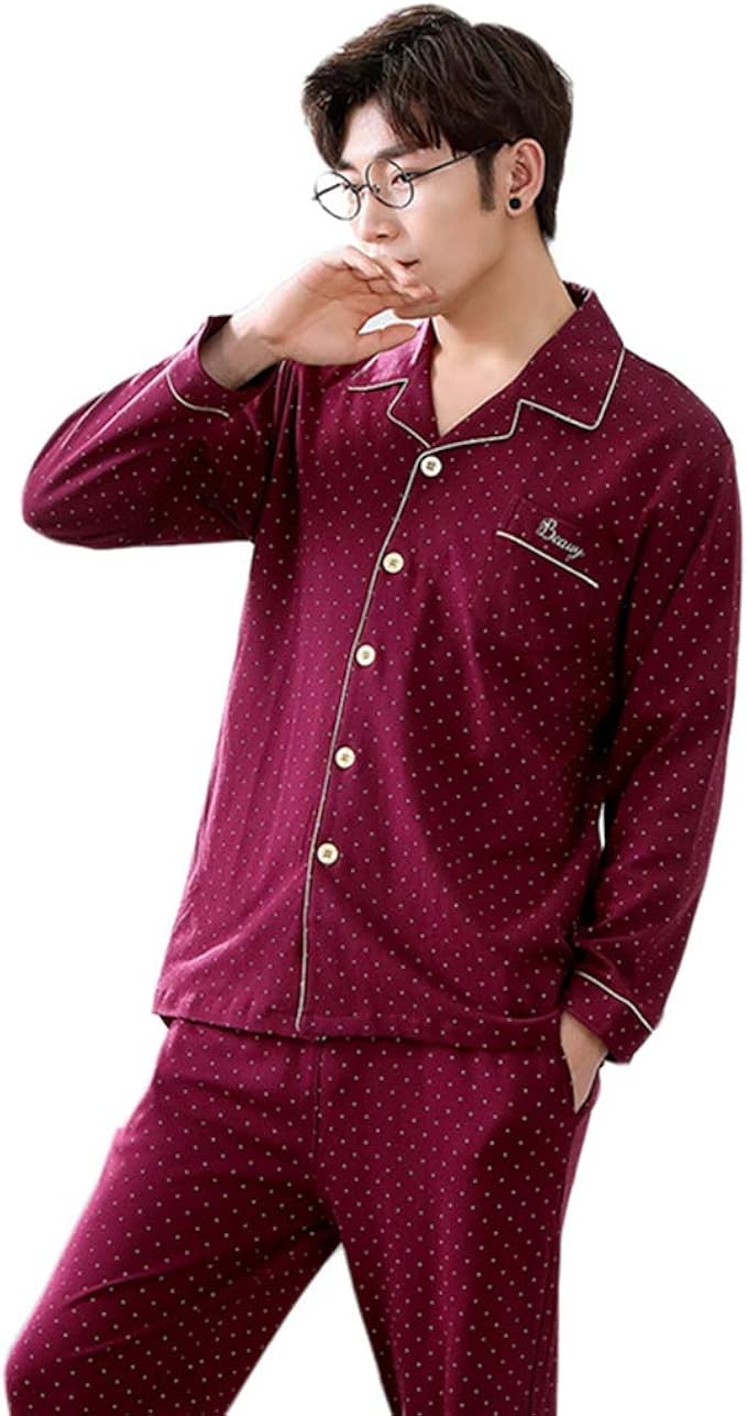 Amazon パジャマ メンズ 前開き 大きいサイズ 長袖 無地 綿 部屋着 綿 ような肌触り 寝間着 セット上下セット ルームウェア 寝巻き 長パンツ ナイトウェア 衿付き やわらか 着心地 ゆったりサイズ ポケット付き パジャマ パジャマ 通販