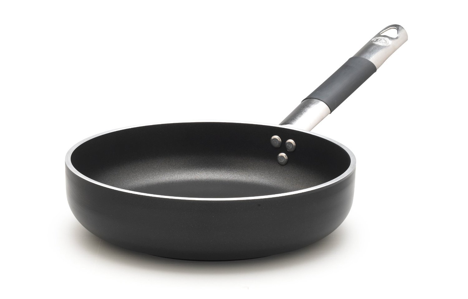 Pentole Agnelli ALSC2111SSPIC32 Alblack Pan Aluminum Pan, 5 mm Thickness, 10 mm Induction Bottom, with "Cool" Stainless Steel Tubular Handle, 32 cm, Black