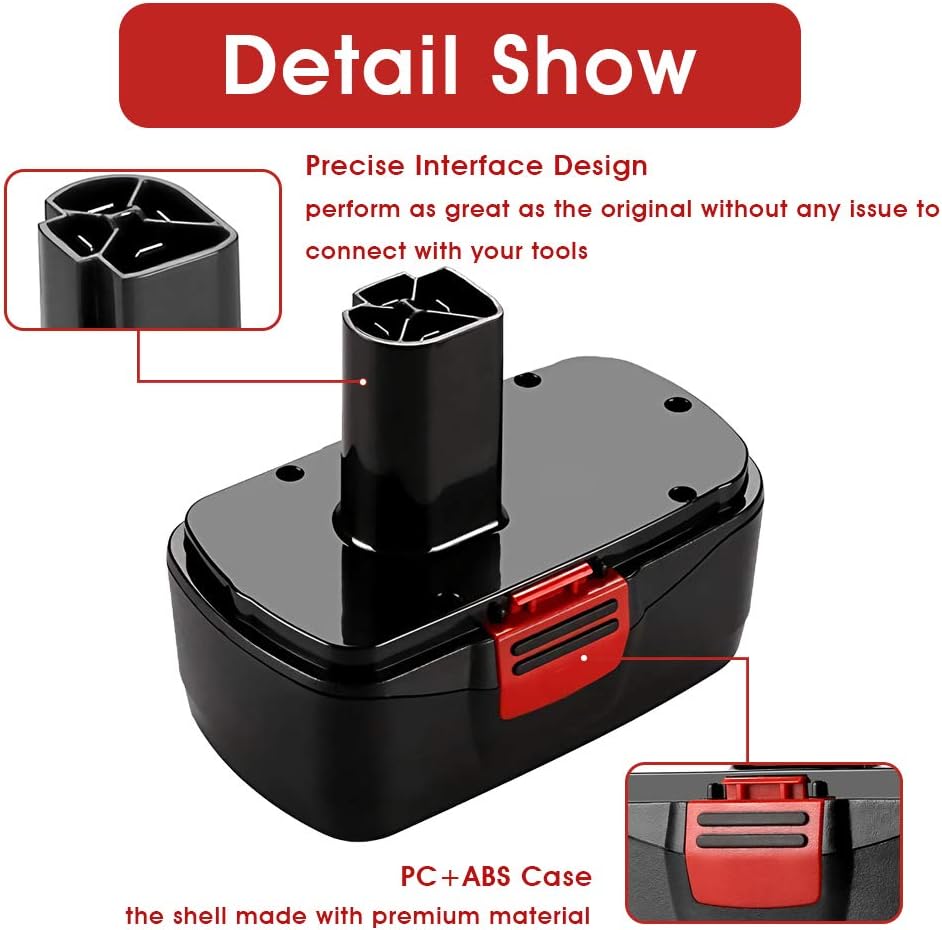 Upgraded 3.6Ah C3 Replacement for Craftsman 19.2 Volt Battery Diehard Ni-Mh, Compatible with Craftsman 19.2V 315.115410 315.11485 130279005 1323903 120235021 11375 11376 Cordless Power Tools 2 Pack - - 