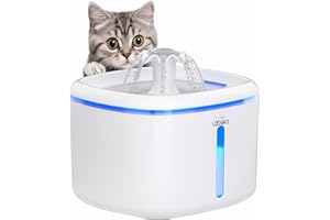 LABEKA Cat Water Fountain, 84oz/2.5L Cat Fountain for Drinking, Pet Water Fountain for Cats Inside, Automatic Cat Water Fountain with Water Level Window and LED Light for Water Shortage Alert W01