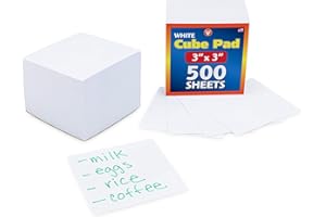 Hygloss Note Paper Cube - 3" Square Non-Sticky Memo Pad - 500 Sheets in White Color - Note Cubes - Perfect for Office & School Supplies - Not Sticky