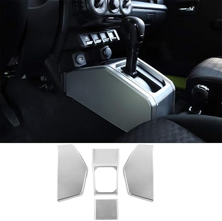 Amazon 新型 スズキ ジムニー Jimney Suzuki 19 インテリアギアシフトカバートリム ギヤレバーパネル装飾フレーム ギア装飾パネル Jb64w Jb74w 内装パーツ スズキ アクセサリー おしゃれ 4点セット Abs シルバー シフトレバー 車 バイク