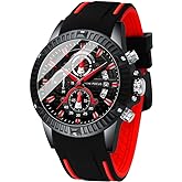 MF MINI FOCUS Men Watch, Chronograph Waterproof Sport Analog Quartz Watches Blue Silicon Strap Fashion Wristwatch for Men