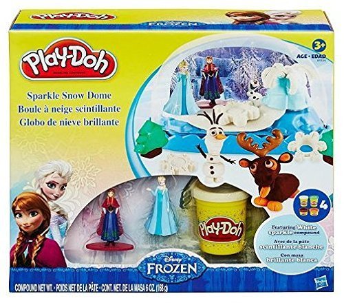 Play-Doh Disney Frozen Sparkle Snow Dome Set with Elsa & Anna + Play-Doh Sparkle Compound (12 oz Package)