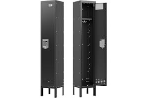 SAPITAL Metal Storage Locker, Lockable Employees Metal Locker with Door, Card Slot, 66" Height Steel Locker for Home, School, Office, Gym (Black)