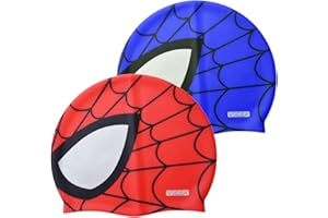 Vsidea 2 Pack Kids Swim Cap (Age 3-12), Silicone, Kids Youths, Unisex