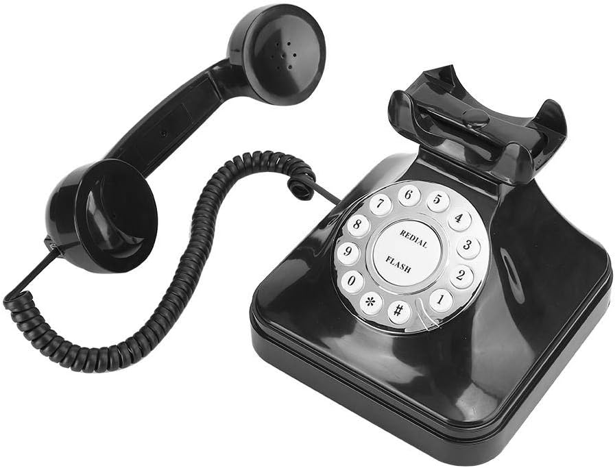 Vbestlife Rotary Design Retro Landline Phone for Home Old Fashioned Corded Telephone with Flash