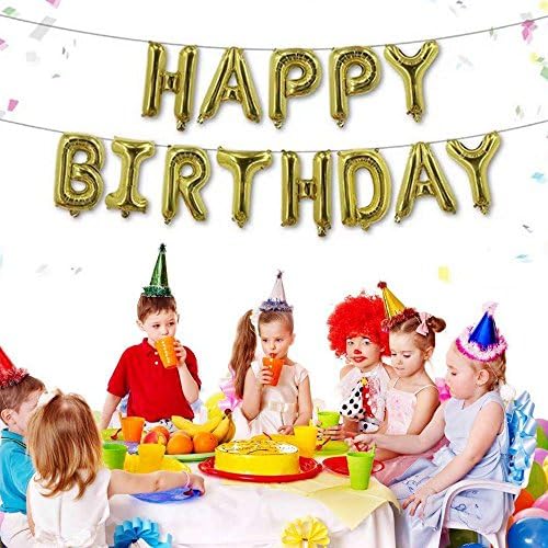 Gold Happy Birthday Balloons Letters Balloons Mylar Balloon Birthday Party Decor Banner