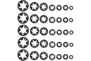 Cabilock 210pcs Bearing Clamping Ring Set, Carbon Steel Flower Washers Retaining Ring Clamp Lock Washers Locking Fastener for Axles Shafts DIY Use