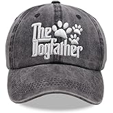 The Dogfather Paw Hat, Best Dog Dad Hats, Father's Day Adjustable Washed Denim Baseball Cap for Men