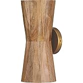 Capital Lighting 651021LW Nadeau Modern Artisan Art-Inspired Handcrafted Mango Wood Hourglass Wall Sconce, 2-Light 120 Total 