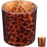 Cabilock Leopard Print Candlestick Holder Creative Indoor Decorative Candle Vessel 3.54X3.14X3.14In Unique Home Bar Table Accent