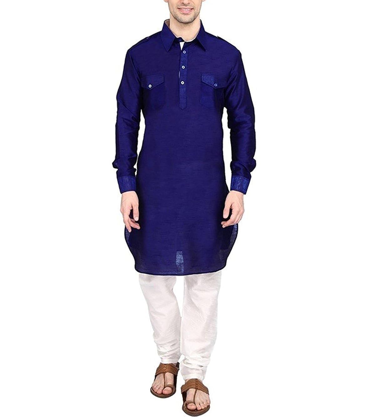 royal kurta men's silk blend pathani kurta churidar set