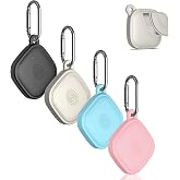 (4-Pack) Silicome Case for Tile Mate 2024, Waterproof Tile Mate Holder Full Body Protective Cover Compatible with Life360 Mate Tile Tracker with Keychain (Black/Off White/Pink/Sky Blue)
