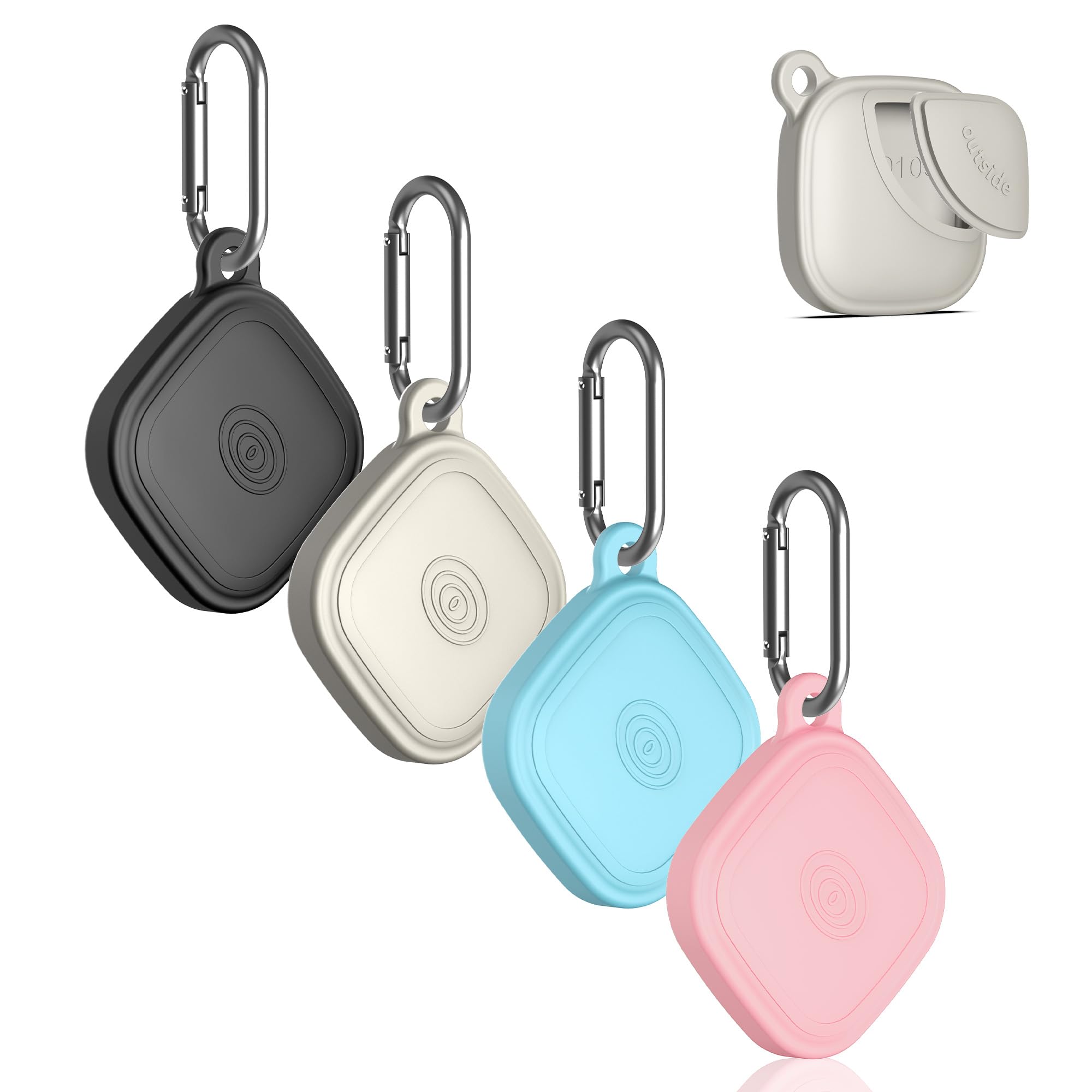 Photo 1 of (4-Pack) Silicome Case for Tile Mate 2024, Waterproof Tile Mate Holder Full Body Protective Cover Compatible with Life360 Mate Tile Tracker with Keychain (Black/Off White/Pink/Sky Blue)