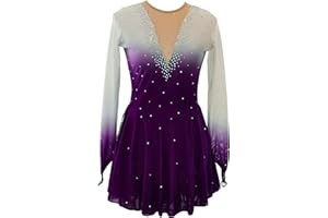 LIUHUO Figure Skating Dress Girls' Long Sleeves Competition Elegant Handmade Crystal Womens