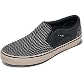 Vans Men's Asher Slip-On Shoe | Comfortable Sneakers for Walking, Fashion & Everyday Wear, Houndstooth Black/Taupe, 9.5