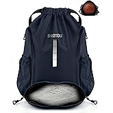 BROTOU Soccer Drawstring Backpack, Basketball Bag, Volleyball Football Bags with Ball and Shoe Compartment