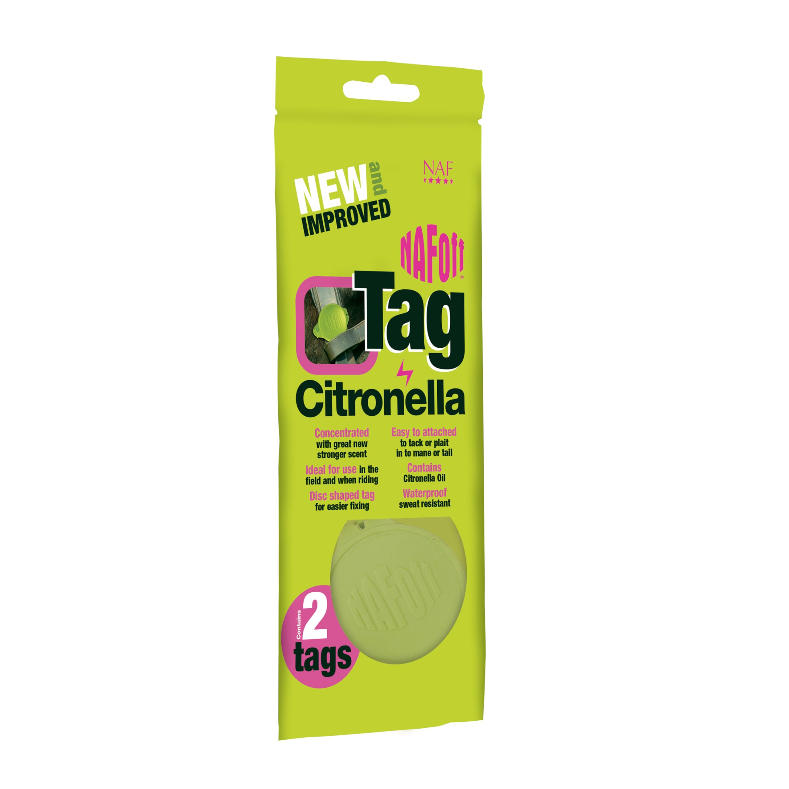 NAF Off Citronella Tag – 2 Pack – Natural Insect Repellent Tags for Horses – Long-Lasting Protection Against Flies & Midges – Ideal for Use on Headcollars or Manes