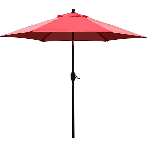 Amazon Com Blissun 7 5 Ft Patio Umbrella Yard Umbrella With Push Button Tilt And Crank Red Garden Outdoor