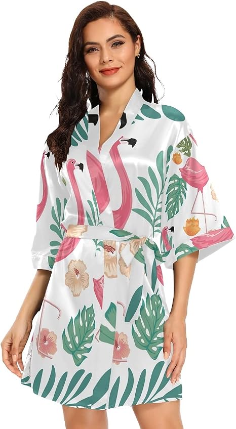 flamingo kimono robe