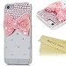 Mavis's Diary iPhone SE Case, iPhone 5S Case, iPhone 5 Case Bling Cute Pink Bow Clear 3D Handmade Hard PC Case with Lovely Pink Sparkle Crystal Glitter Rhinestone Diamond Cover with Cleaning Cloth