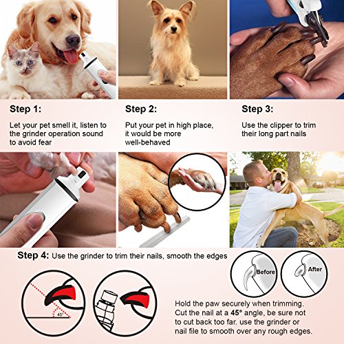 Pet Nail Grinder, Ultra-Quiet Portable Nail Grinder, Upgraded Trimmer Clipper With Nail File Grooming Tool Painless for Small Medium Large Dogs Cats Pets Paws. - Thumbnail 5