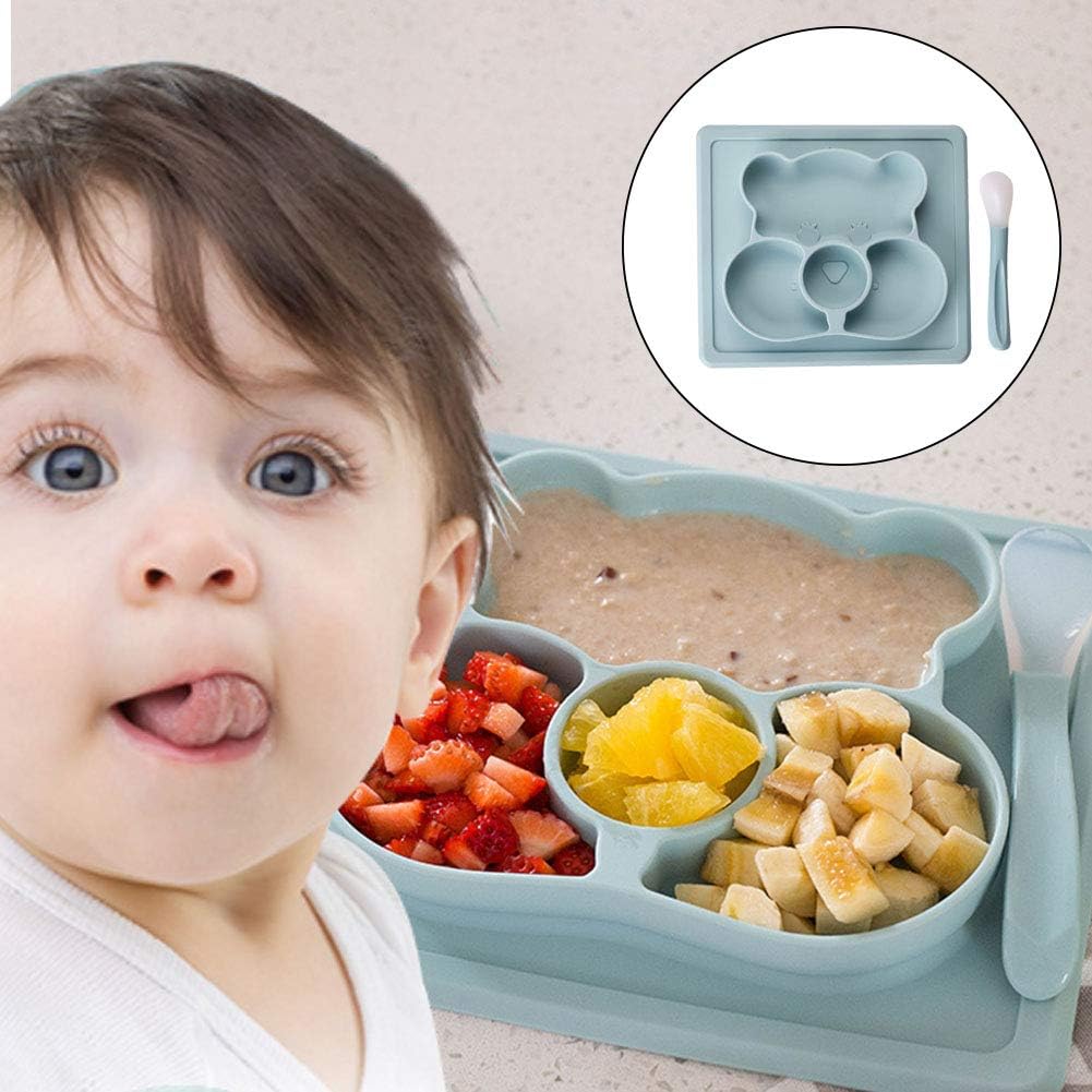 Txyfyp Bebe Assiette Napperon Vaisselle Silicone Antiderapant Bol Ventouse Placema Assiette A Ventouse Pour Bebe Silicone Plaque Dalimentation Antiderapante Pour Tout Petits Les Enfants Avec Une