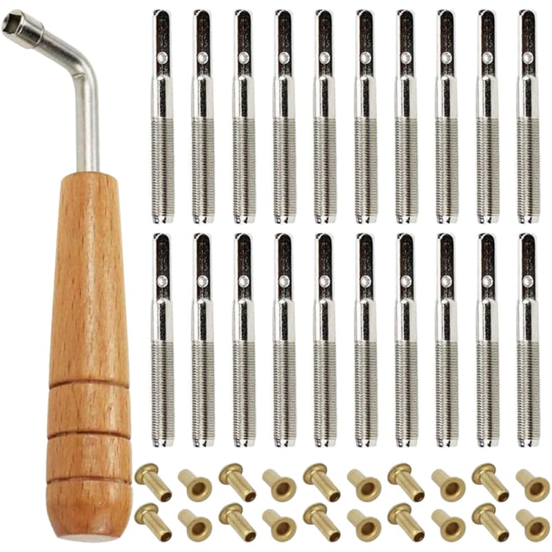 ULDIGI Lyre Harp String Peg Replacement Set with 20 Nails 20 Hollow Rivets and Wrench Professional Lyre Tuning Pins for Accurate Harp Maintenance and Tuning