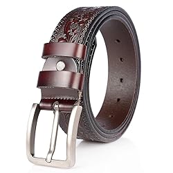 XuoAz Western Genuine Leather Cowboy Belt Floral