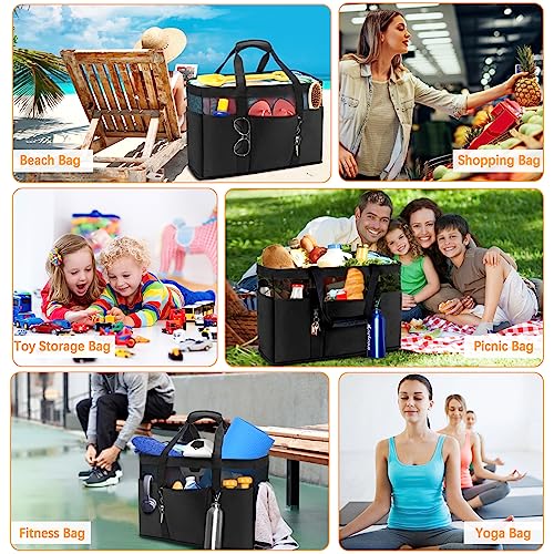 BTNEEU Large Beach Bag 45L Women's Family Beach Bag with Zip Closure 50 x 35 x 20 cm XXL Shopper Weekender Tote Bag for Shopping Travel Picnic