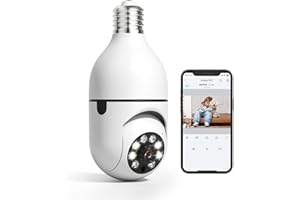 AIKELA Light Bulb Camera, 2.4GHz Wireless WiFi Outdoor Security Camera,360 Degree Pan/Tilt Panoramic Indoor Surveillance Came