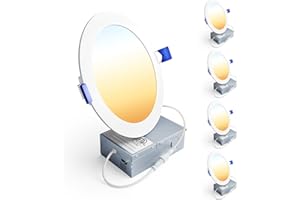 Ensenior 4 Pack 6 Inch LED Recessed Light, Dimmable, 2700K-5000K 5CCT, 1200LM High Brightness, 12W 120V, Damp Rated, Ultra-Thin Canless Wafer Ceiling Light - ETL & FCC & IC
