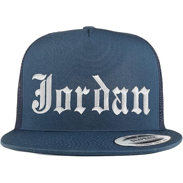 Old English Font Brooklyn Mesh Snapback Cap - Navy, One Size Fits Most