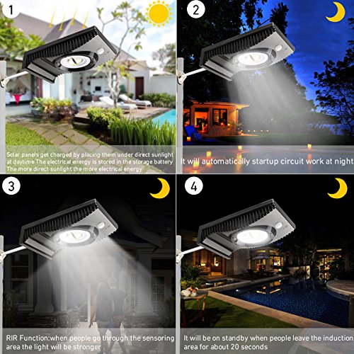 Solar Lights Outdoor, Solar Flood Light Outdoor 54 LED, Waterproof IP 65 LED Flood Light For Garden Garage Lawn Pool Fencing Pathway (1 pack) - Thumbnail 4