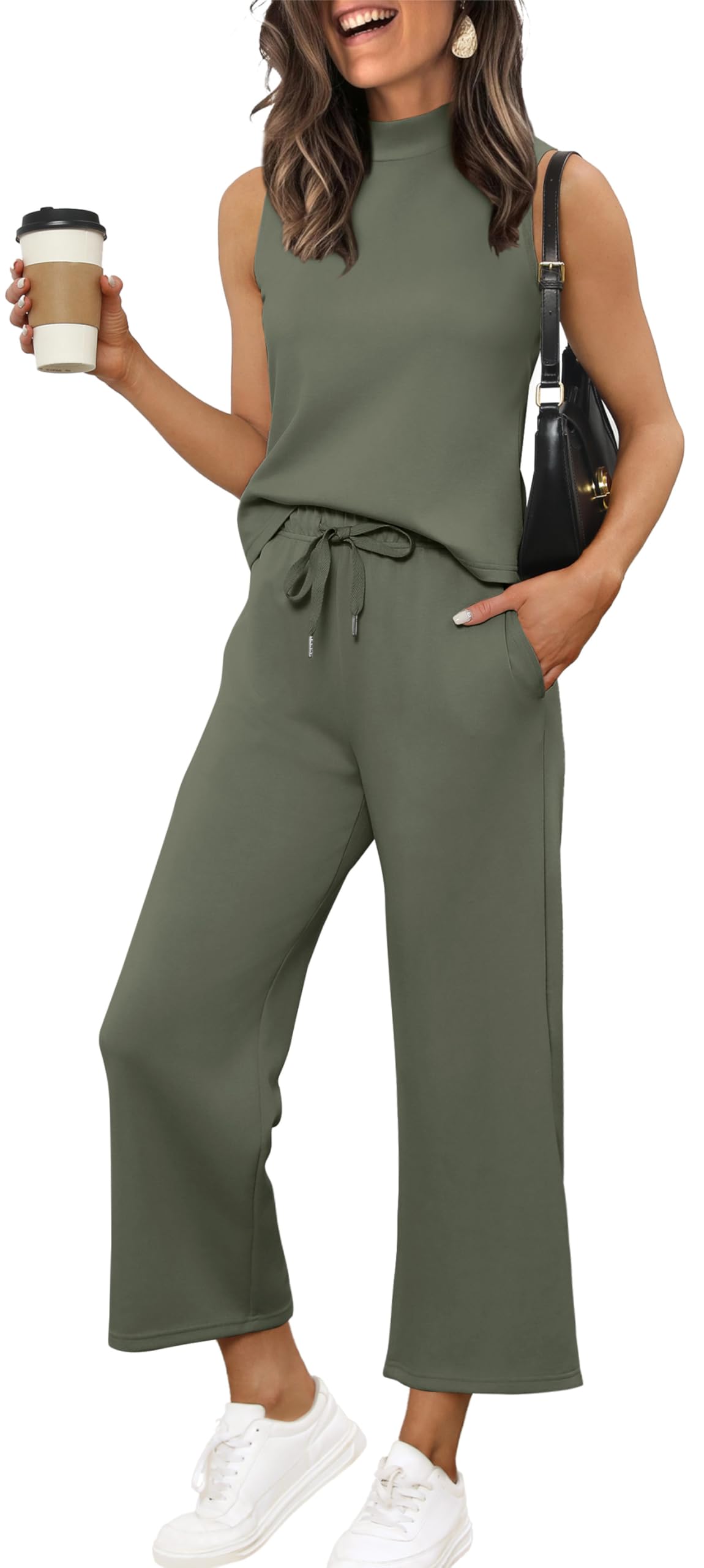 Photo 1 of (ONLY PANTS) ***PARTS ONLY***XIEERDUO Lounge Sets for Women 2 Piece Summer Travel Outfits Casual Wide Leg Pants Beach Vacation Travel Outfits Spring Matching Sets Women Clothing Airport Cruise Essentials M