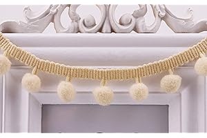 MSCFTFB 20 Yards Pom Fringe Trim,Mini Ball Tassel for Women,4/5inch Wide Soft Pompom Fringed Ribbon for Clothing Bedding Pillow Quilt Curtain Bag Sewing Accessories(Khaki)