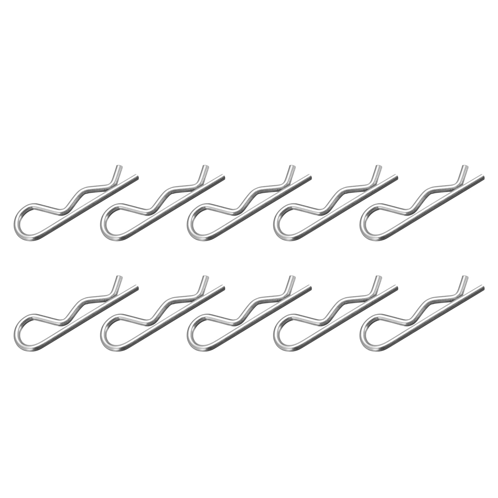 METALLIXITY Cotter Pins (2.5mm x 45mm) 50Pcs, Carbon Steel R Shaped Spring Clip Pins for Hitch Pin Lock Systems, Silver Tone