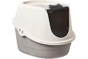 鶹 Basics No-Mess Enclosed Hooded Cat Litter Box, Standard, Multicolor, 53cm x 41cm x 38cm