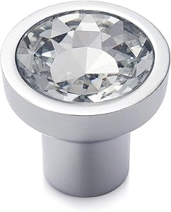 10-Pack, 1.10"(28mm) Diameter, Rocoda Crystal Decorative Cabinet Knobs Handle Pulls for Cupboard Shoe Book Drawer Dresser Round Knob Handle Kitchen Cabinet Hardware, Crystal Top