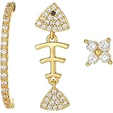 18K Gold Dangle Hoop Earrings Set for Women Hypoallergenic Earrings Stud Dainty Cartilage Earring Pack for Multiple Piercing Small Earrings Gift