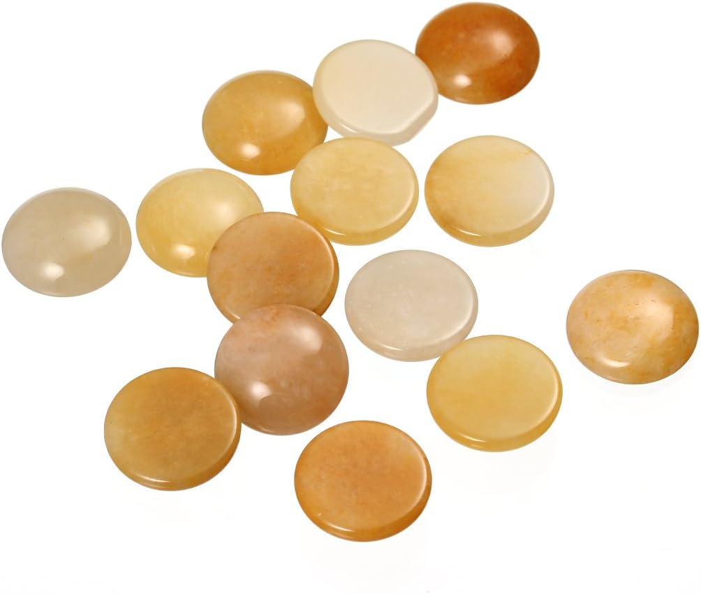 Linsoir Beads 20mm Round Gemstone Cabochons Flat Back Cab Beads Amethyst/Jade/Agate/Blue Lapis Lazuli/Opal Stone Cabochons 10 pcs/lot Wholesale for Jewelry Making (No Holes)