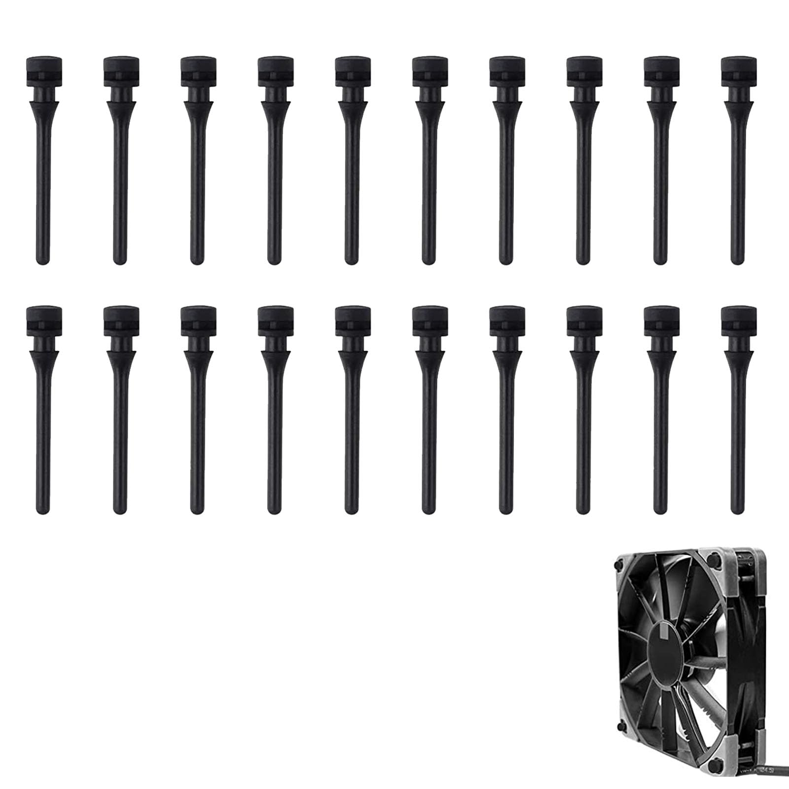 Anti Vibration Rubber Fixing, Anti-Vibration Fixings, Silicone Rubber Pins, Anti-Vibration Fixings for Fans, Vibration Fixings for Fans, Black Pack of 20
