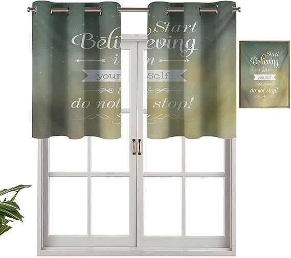 Hiiiman Cortinas opacas con ojales, cenefa de frase alentadora para