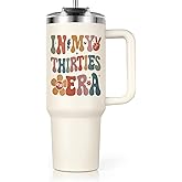 Shqiueos 30th Birthday Gifts for Women 40oz Tumbler with Handle and Straw Lid, 30 Year Old Gifts for Her, Best Friend, Sister, Daughter, 30s Birthday Decoration-In My Thirties Era Cup Water Bottle