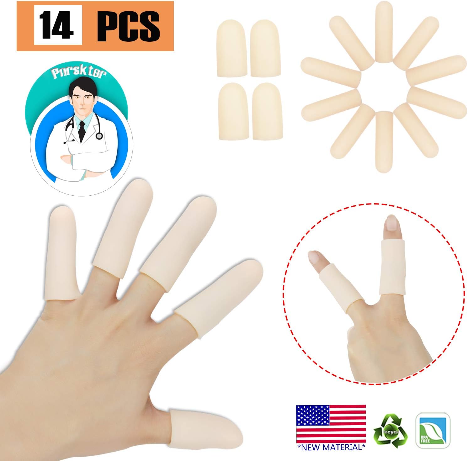 Gel Finger Cots, Finger Protector Support(14 PCS), New Material, Finger