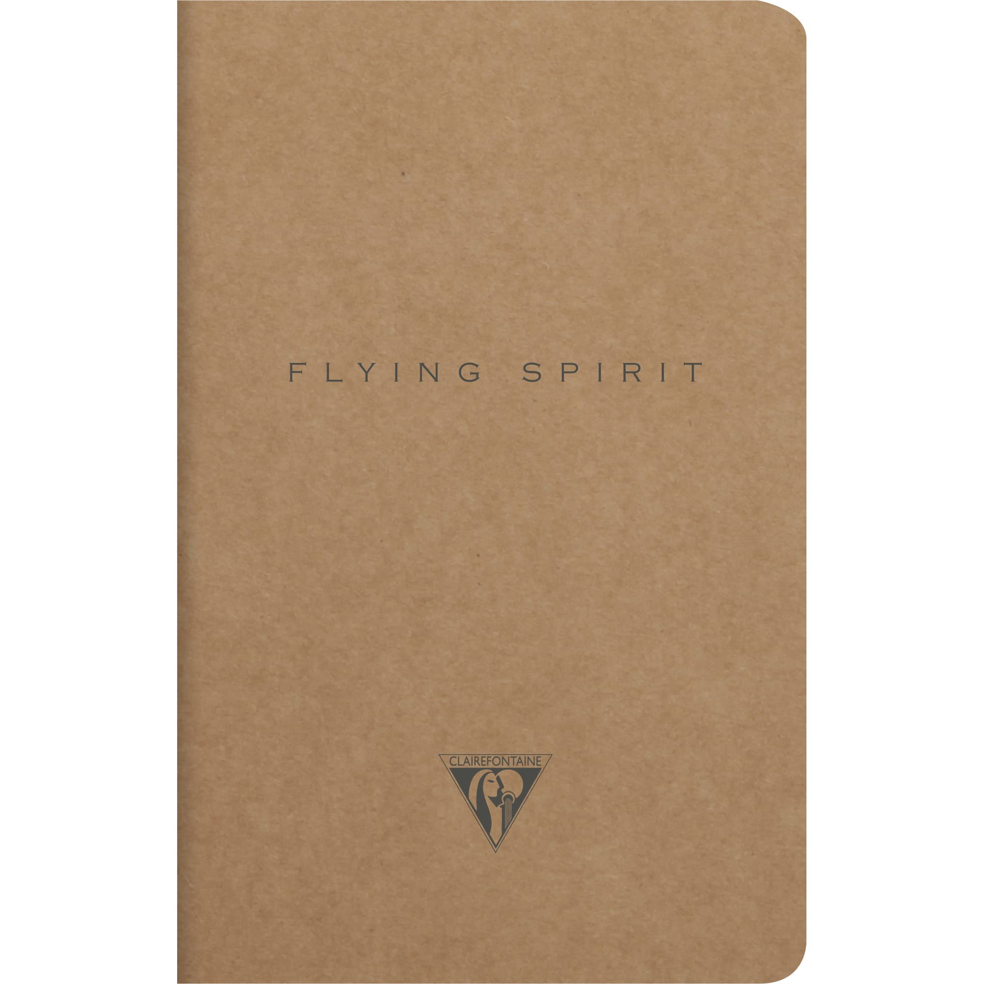 Clairefontaine 103506C - A thread-stitched Flying Spirit notebook 96 ivory pages 11x17 cm 90g lined, brown kraft card cover, random pattern